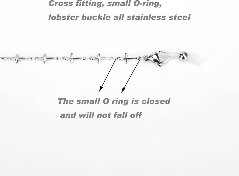 Hongeely Eyeglass Chain Silver Stainless Steel Handmade Necklace for Reading Glasses Sunglass Beaded Chains for Men Women - Image 4